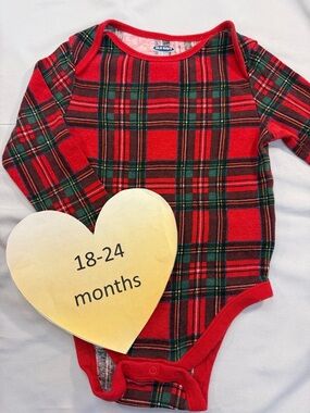 Old Navy - Plaid Red and Green Kids Long Sleeve One Piece Top